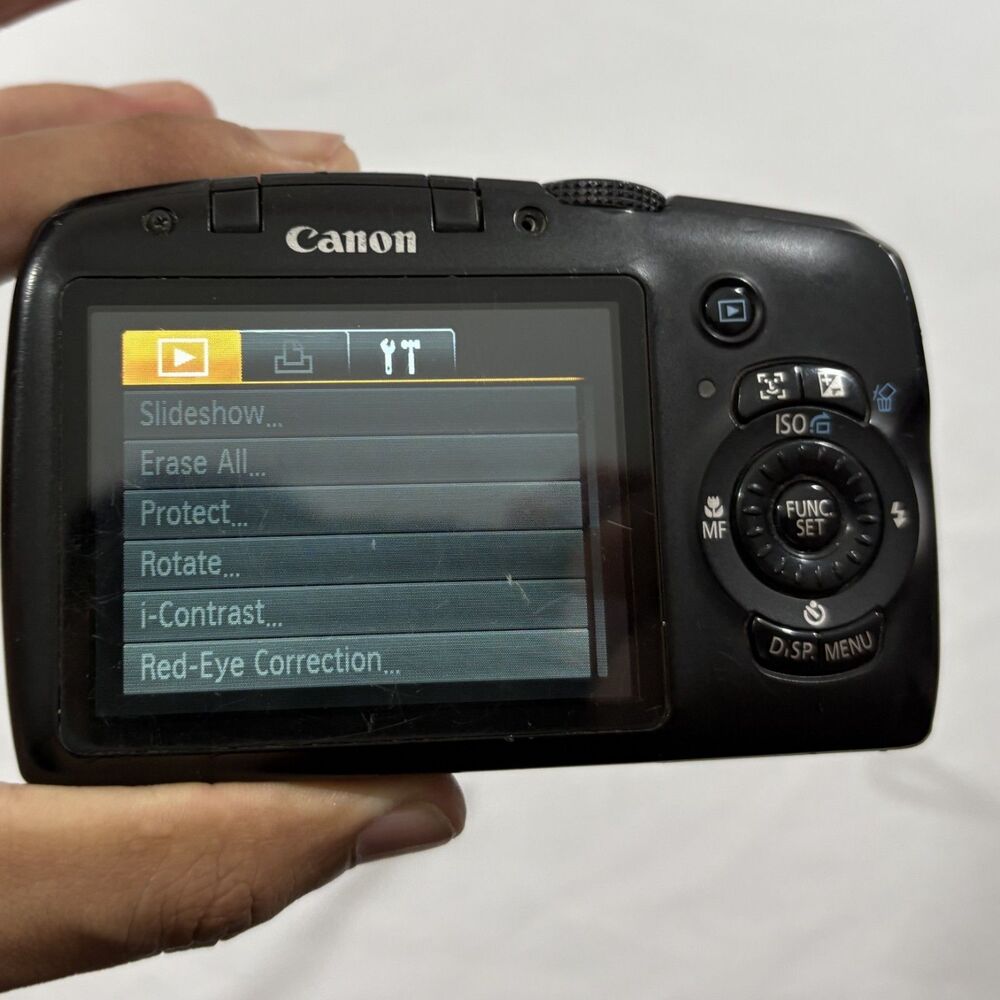 Canon PowerShot SX120 IS Digital Camera 10.0MP Black For Parts/Repair Turns On
